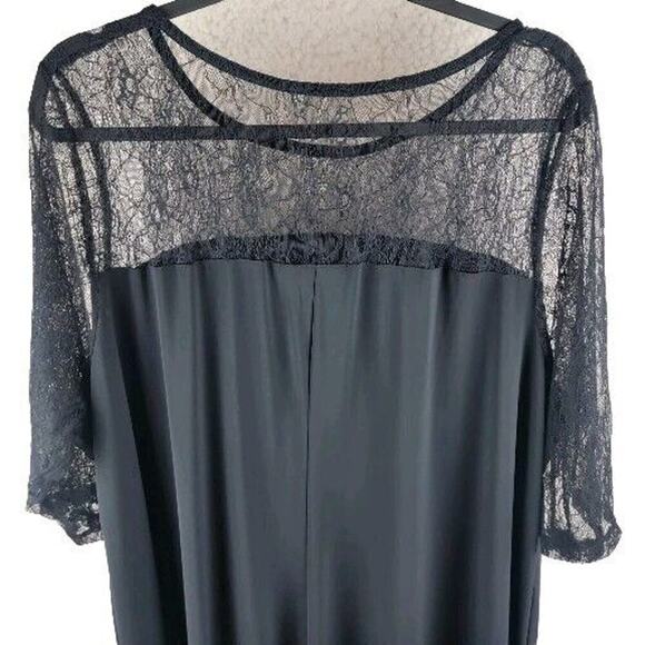 Roamans Black Dress Lace Womens 2X Shift Midi Flowy Whimsygoth Goth Formal Y2K - Picture 4 of 14